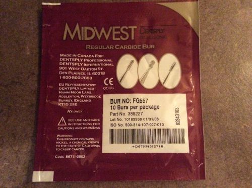 DENTSPLY / MIDWEST CARBIDE BURS # 557 FG - Pack of 10 BURS