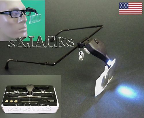 Lighted dental lab magnifier kit w/ light led 3 lens fit over glasses goggles for sale