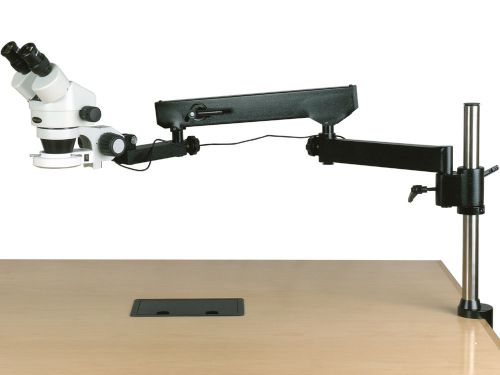 3.5X-225X Binocular Articulating Arm Pillar Clamp 144-LED Zoom Stereo Microscope