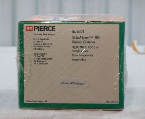 Pierce 66425 slide-a-lyzer dialysis cassettes, 10k mwco, 0.5-3 ml pack of 10 for sale