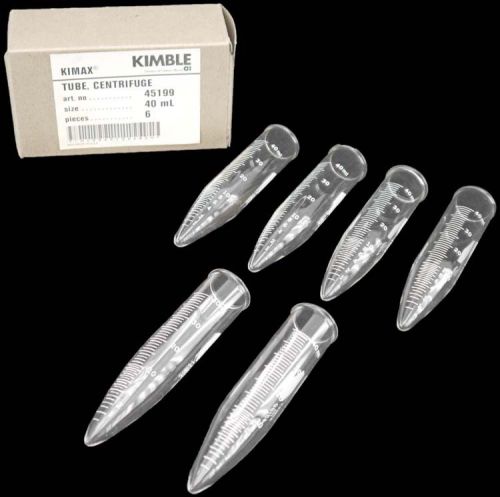 New 6x kimble kimax 45199 heavy-duty lab conical 40ml graduated centrifuge tube for sale