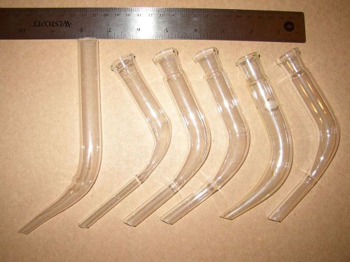 Lot of 6 drip tubes.  105 degree bent.  For a cork or a rubber plug.