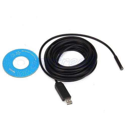5M Cable 6LED Waterproof USB Snake Camera Endoscope Flexible Tube Inspection 7mm