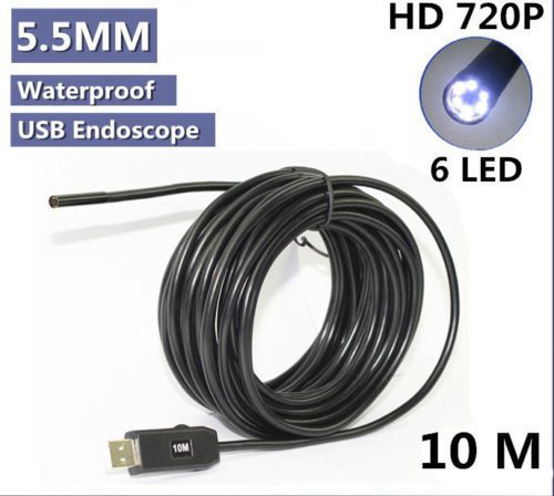 Mini 5.5mm HD 720p Borescope USB Endoscope 6LED Inspection Camera in 10M Cable
