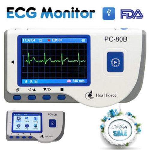 FDA CE HEAL FORCE 80B easy handheld portable ECG monitor EKG machine + lead wire