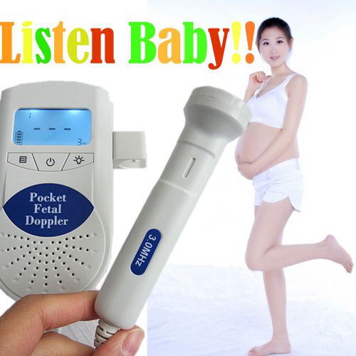 CE Portable pregnancy fetal doppler baby heartbeat detector+LCD display+3MHZ