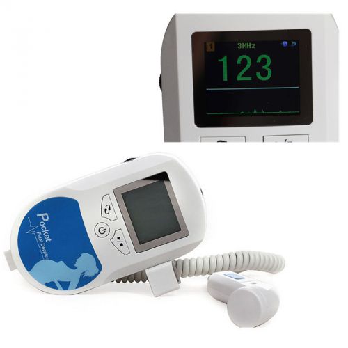 Baby Sound Doppler Monitor 3MHz Color LCD display Heart Beat Waveform + free Gel