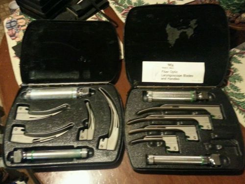 Welch allyn fiber optic laryngoscope blades and handles two sets