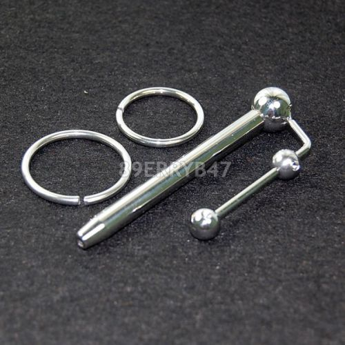 Stainless Steel Urethral Sounds PLUG Through-hole with Rings Stretching NEW