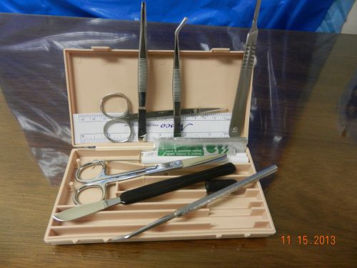 Dissecting and biology surgical instrument and scalpel kit 12pc for sale