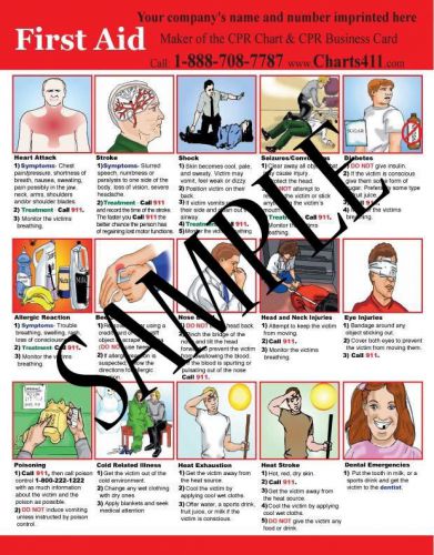 50 first aid reference charts with personalized imprinting for sale