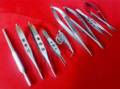 9 pcs basic eye micro minor surgery ophthalmic scissors surgical instruments kit for sale