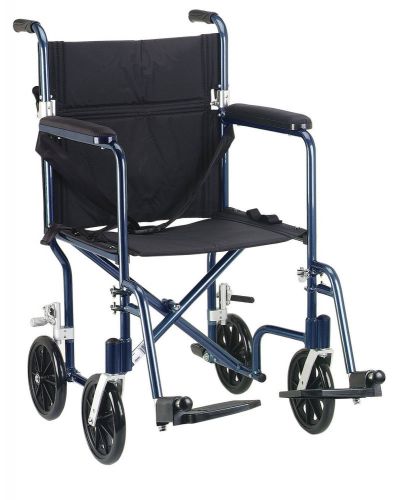 Drive Medical FW19BL Fly Weight Transport Chair, 19 Inch, Blue