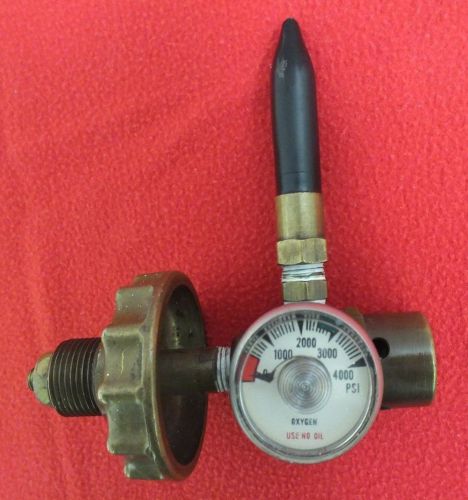 Brass hand tighten oxygen tank valve w/pressure gauge &amp; plastic tilt valve look for sale