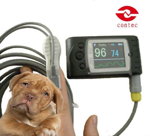 Li battery vet hand-held spo2 pr patient monitor+ear tongue spo2 probe cms60c for sale