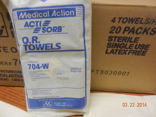 Surgical O.R. Towels Sterile White MedAction 704W 20x4 NEW 80pcs