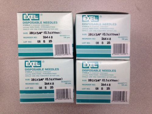 Lot of 400 Exel 28g x  3/4&#034; Disposable Needle #26448 4 boxes of 100 BD Kendall