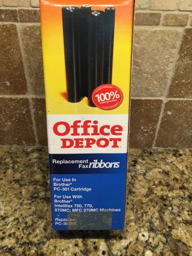 Office Depot Replacement Fax Ribbons For Brother PC-301 Black Pack Of 2