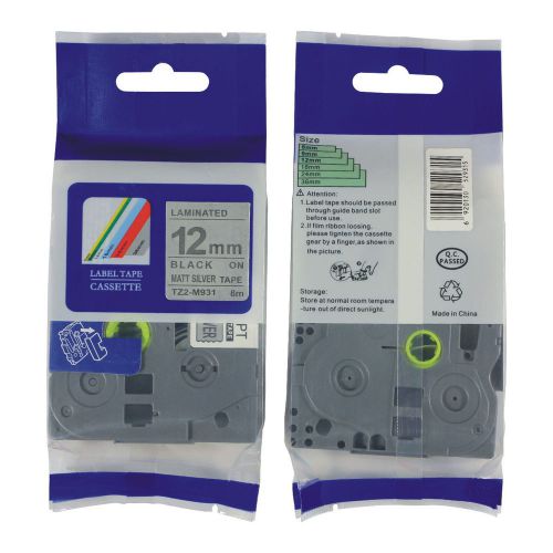Nextpage Label Tape TZe-M931 black on silver 12mm*8m compatible for GL100, PT200