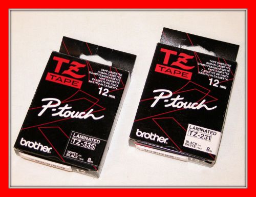 2-PACK Genuine Brother TZ231 WHITE, TZ335 BLACK P-Touch Label Tape