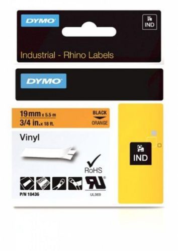 DYMO Orange Vinyl Dymo Rhino 3/4 - 18436 Industrial Labeling Tape NEW