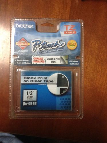 Brother® TZ-131 P-Touch® Label Tape, 1/2&#034; Black on Clear