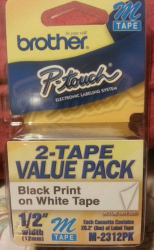 2 pack Brother M231 P-Touch Label Tape, Ptouch 1/2&#034; M-231 M-2312PK NIB SEALED