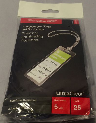 UltraClear Thermal Laminating Pouches, Luggage Tag with Loops 5 Mil, 25 Pack