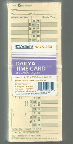 ADAMS  DAILY TIME CARD  / 250 CARDS  / 2 SIDES / NEW