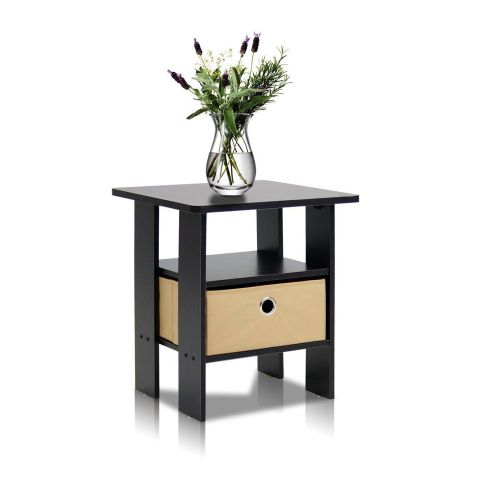 Furinno Living Set Table Bedroom Night Stand Bin Drawer Storage Jug Vase Flower