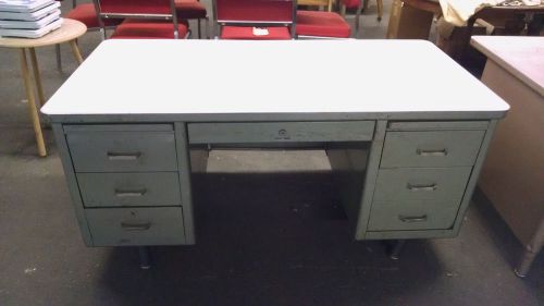 Metal tanker desk - steel case - vintage office desk business work study for sale