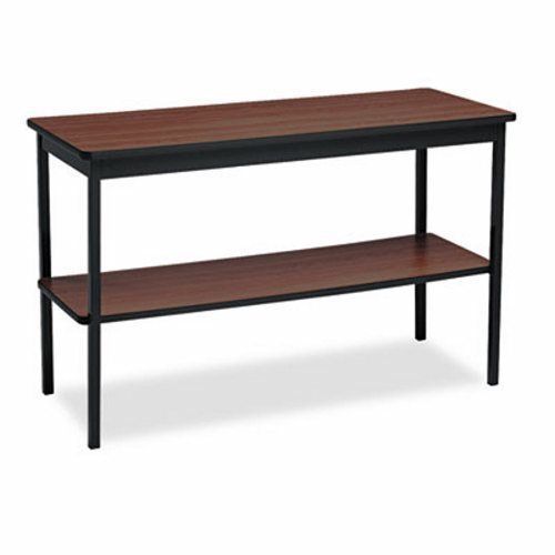 Barricks Utility Table with Bottom Shelf, 48w x 18d x 30h, Walnut (BRKUTS1848WA)