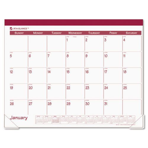 At-a-glance monthly nonrefillable desk pad calendar, 22&#034; x 17&#034;, rose for sale