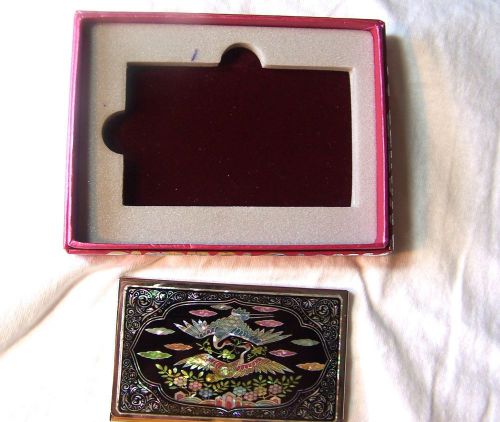 Made in Korea Korean Mother of Pearl Birds Business Card Holder