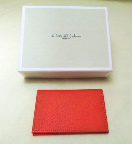 NIB Mark and Graham Orange Leather Foldover Business Card Holder