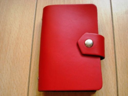 Leather credit card/business card holder with snap red for sale