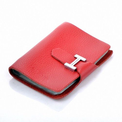 26 plastic inserts cow Leather Business Name ID Credit Card Holder Case red