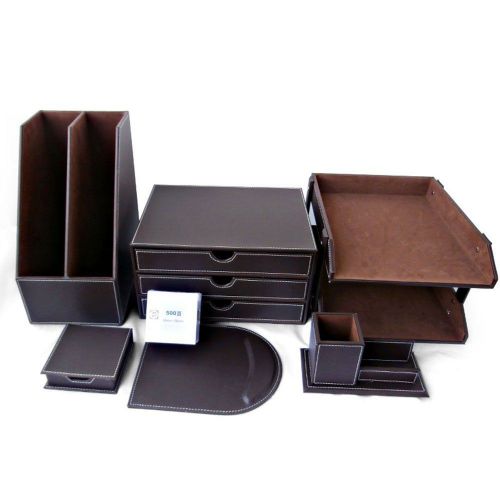 Hot new 7pcs/set business gifts office home decor desk organizer sets pu leather for sale