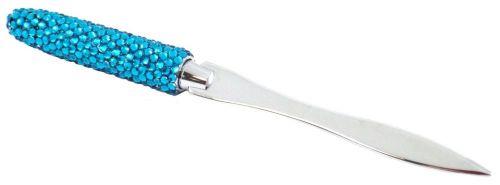 Teal Blue Crystal Crystallized Rhinestone Bling Letter Mail Envelope Opener