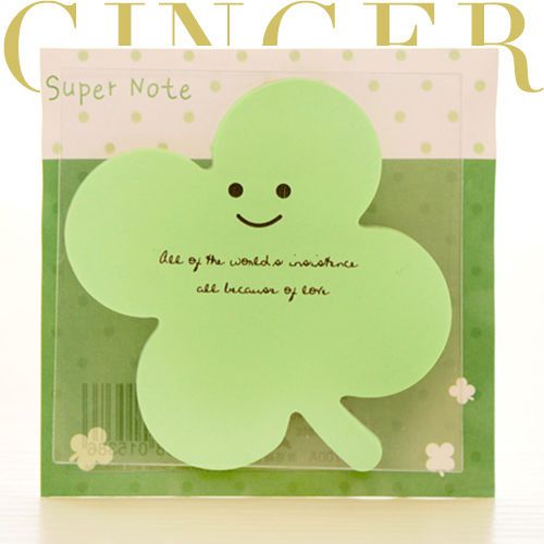 Cute clover fluorescent pad with cover sticker post it memo index sticky notes for sale