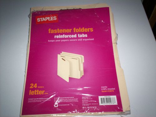 Fastener Folders Staples Reinforced Tabs 24 letter Size Manila Keep Paper Secure
