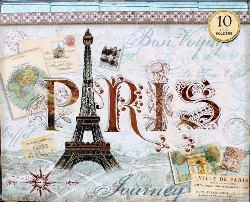 pUNCH sTUDIO Set of 10 Letter Size File Folders -  Paris Bon Voyage Journey