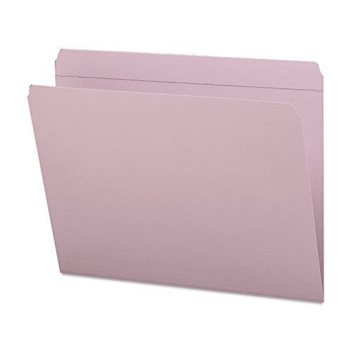 File Folders, Straight Cut, Reinforced Top Tab, Letter, Lavender, 100/Box