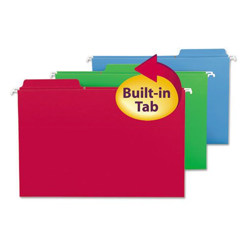FasTab Hanging Folders, Legal, Assorted, 20/Box