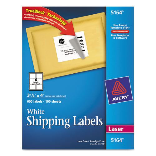 Shipping labels with trueblock technology, 3-1/3 x 4, white, 600/box for sale