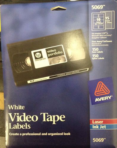 Avery 5069 Video Tape Printer Labels, 150 Each Face &amp; Spine Labels/pack