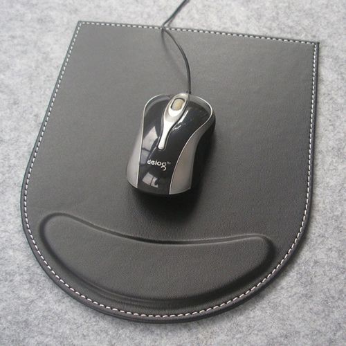 High quality solid color pu leather wrist comfort mousepad mat for sale