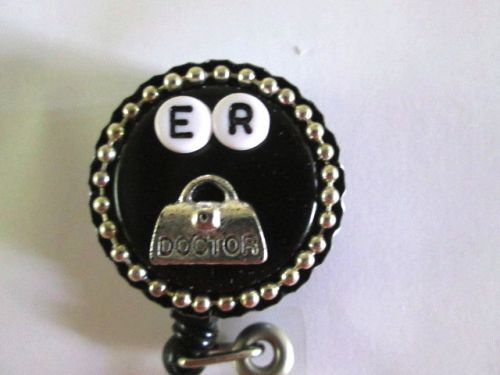 ER WITH DOCTOR BAG ID BADGE  REEL HOLDER TEACHER,NURSE, MEDICAL,OFFICE,FIREMAN