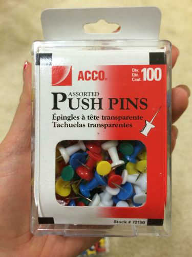 Set lot 20 boxes acco assorted multi color push pins 100 boards usa fast ship for sale