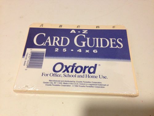 OXFORD 4 x 6 ALPHABETICAL (A-Z) INDEX CARD GUIDE SET by ESSELTE Made in U.S.A.